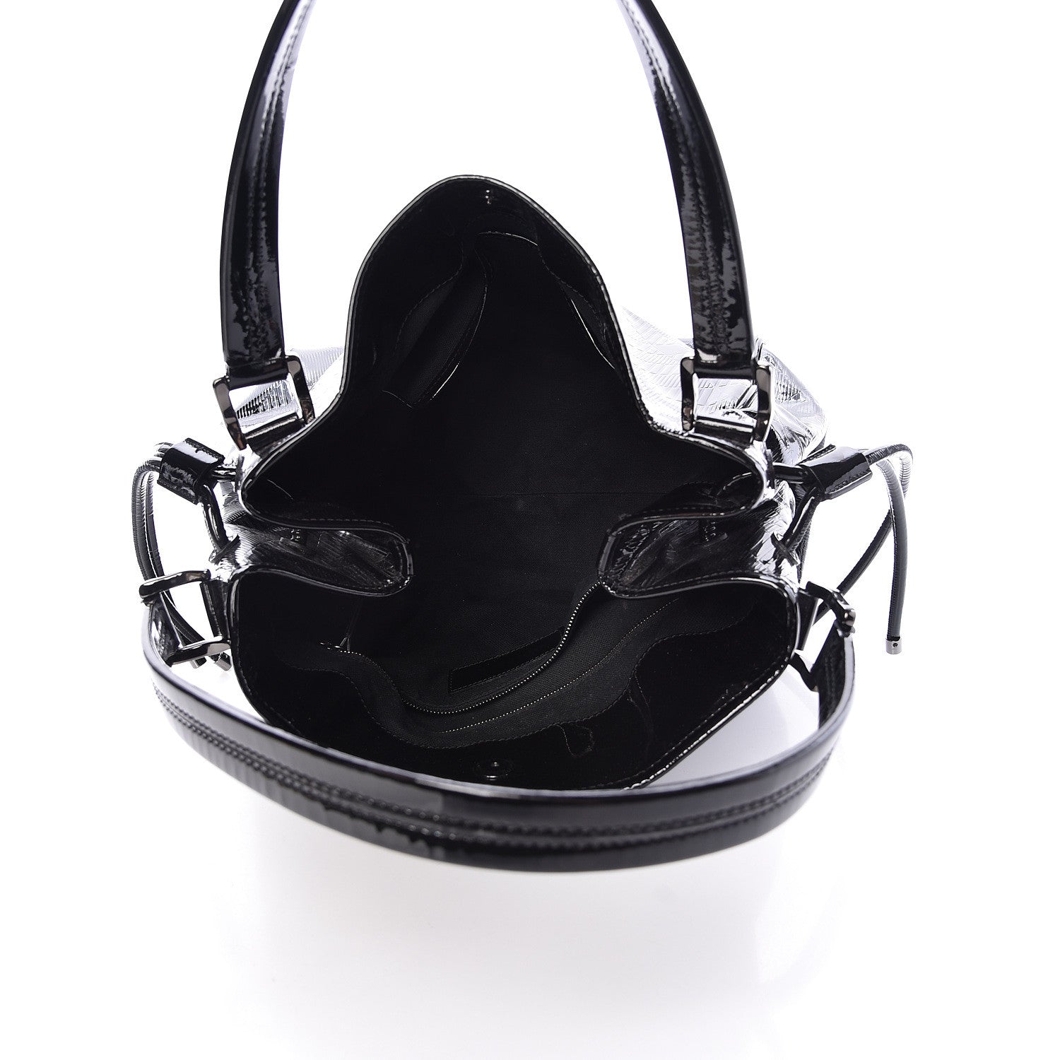 Burberry Patent Check Embossed Small Bilmore Tote Black 5 of 14