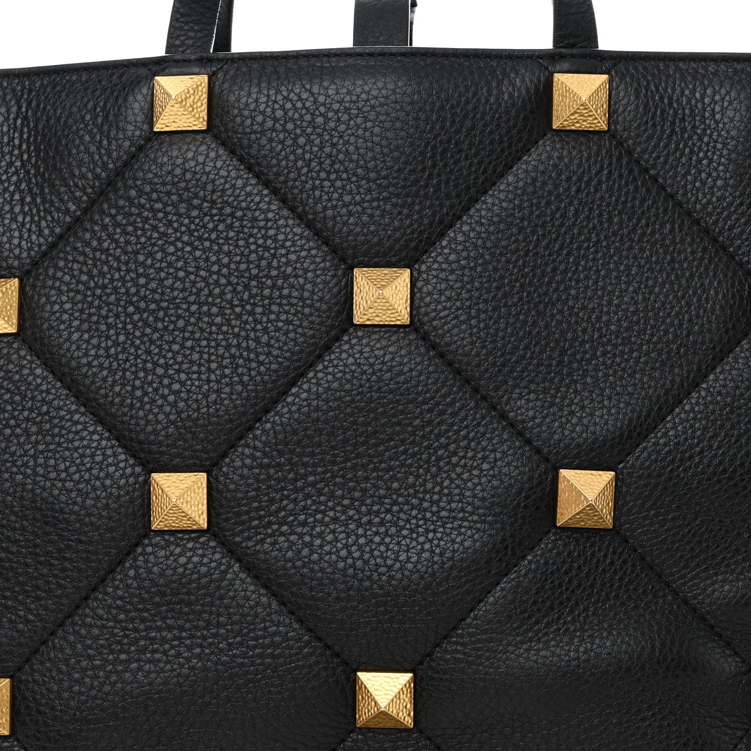 Valentino Garavani Grained Calfskin Quilted Large Roman Stud Tote Black 7 of 10