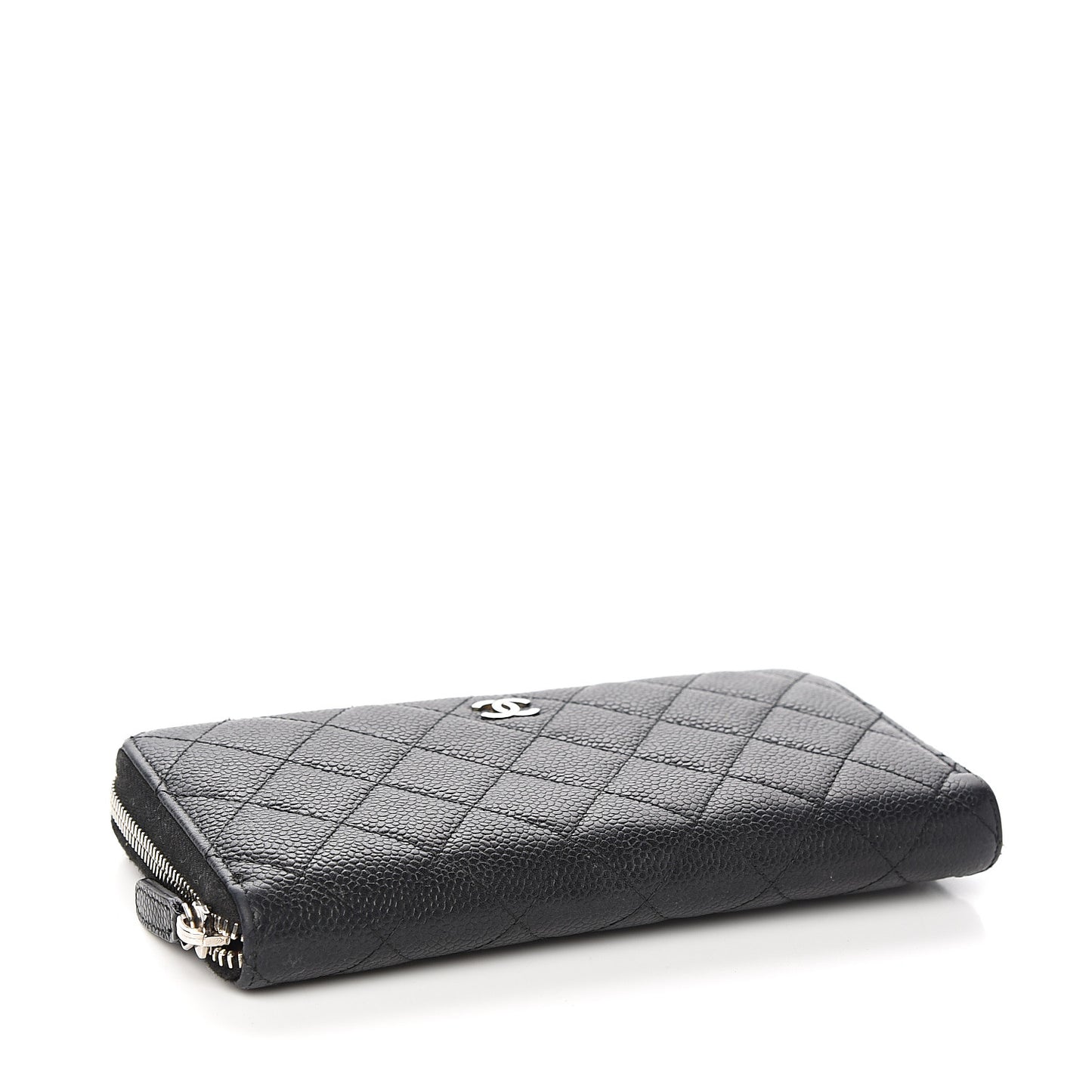 Caviar Quilted Large Gusset Zip Around Wallet Black