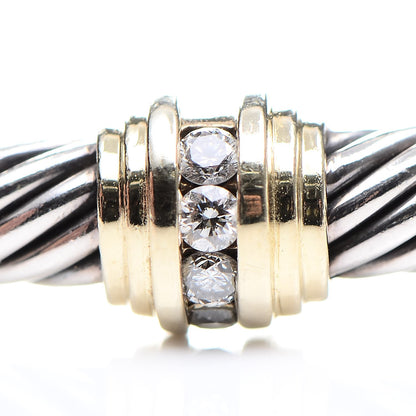 David Yurman Sterling Silver 18K Yellow Gold Diamond 5mm Double Station Bracelet M 4 of 6