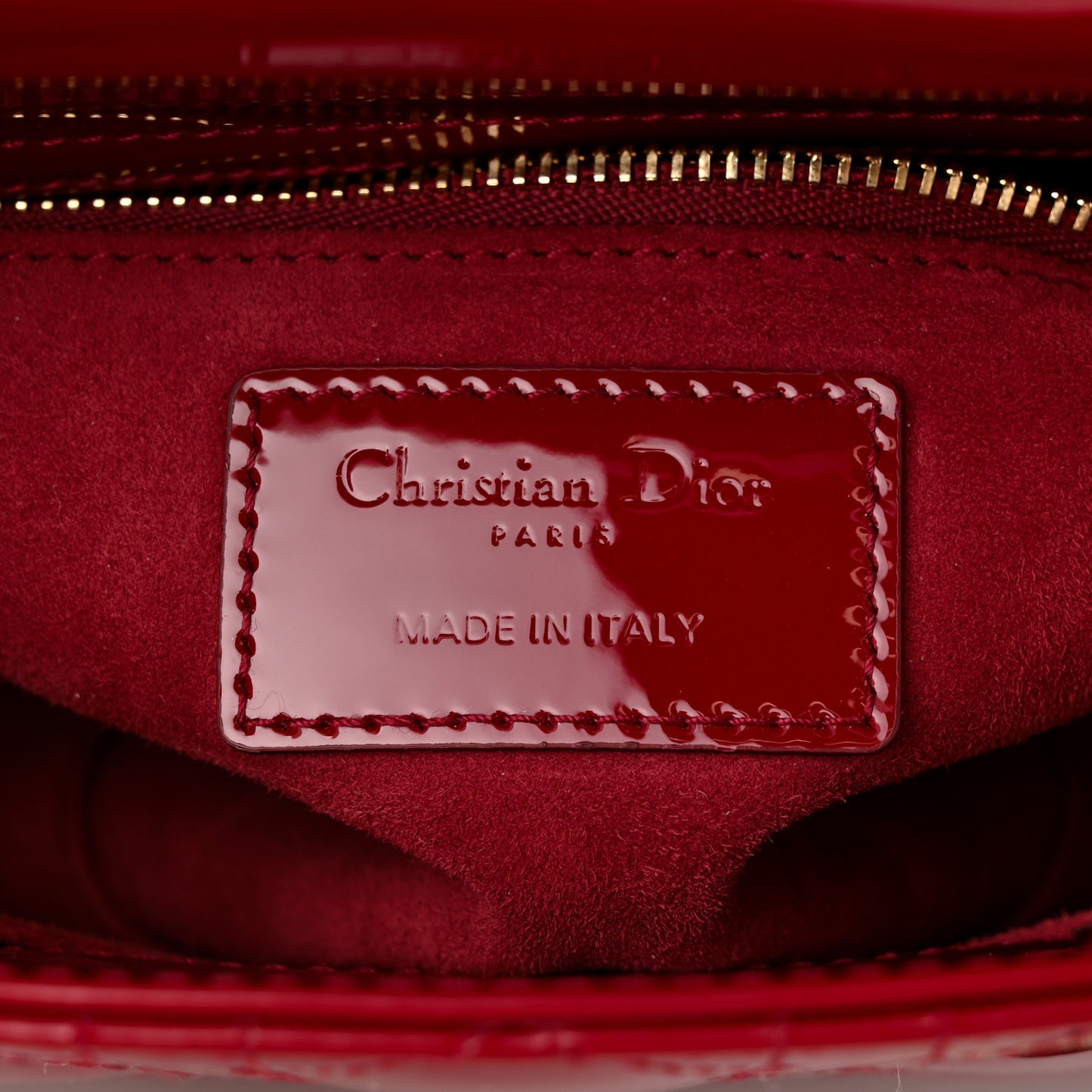 Patent Cannage Small Lady Dior Cherry Red