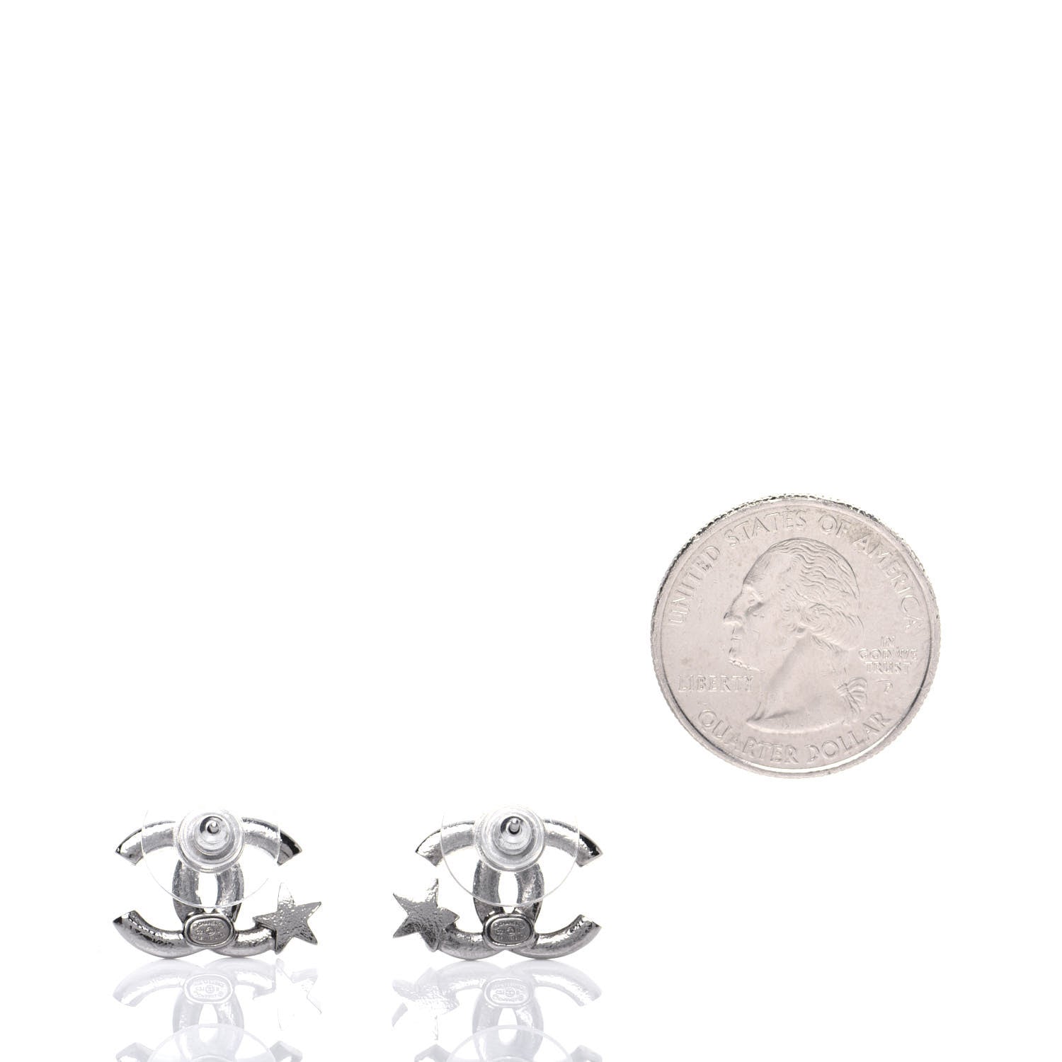 Chanel Crystal CC Starfall Earrings Silver 2 of 6
