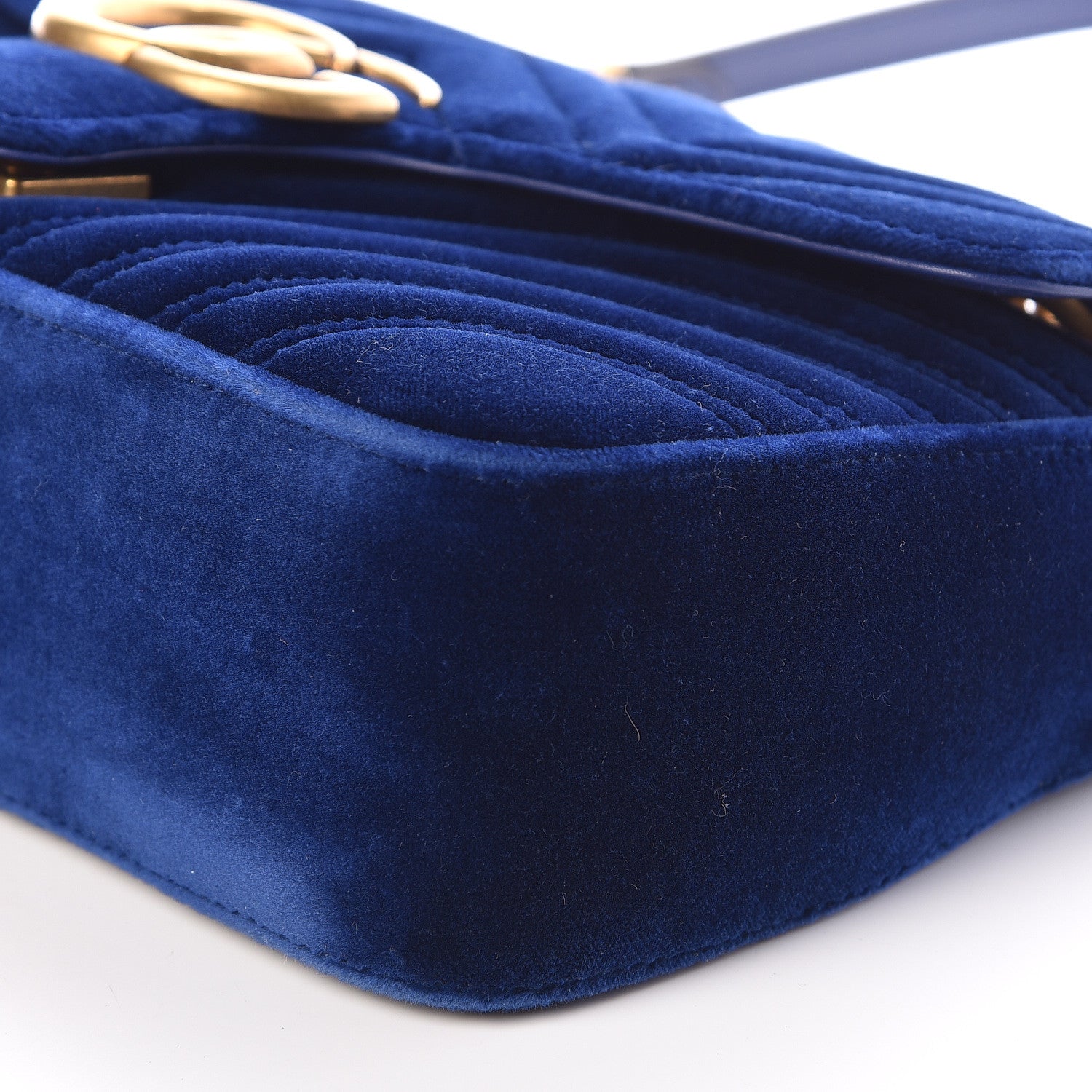 Gucci Velvet Matelasse Small GG Marmont Shoulder Bag Cobalt Blue 10 of 10