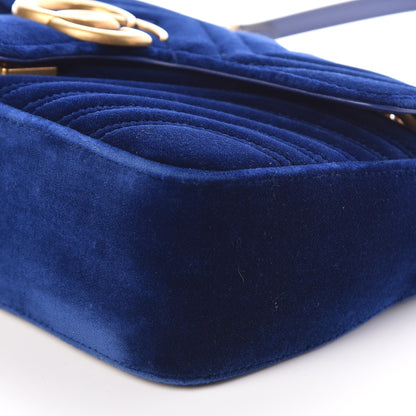 Gucci Velvet Matelasse Small GG Marmont Shoulder Bag Cobalt Blue 10 of 10