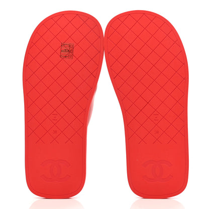 Chanel Lambskin Padded Pool Thong Sandals 39 Light 38 Red Pink 5 of 9