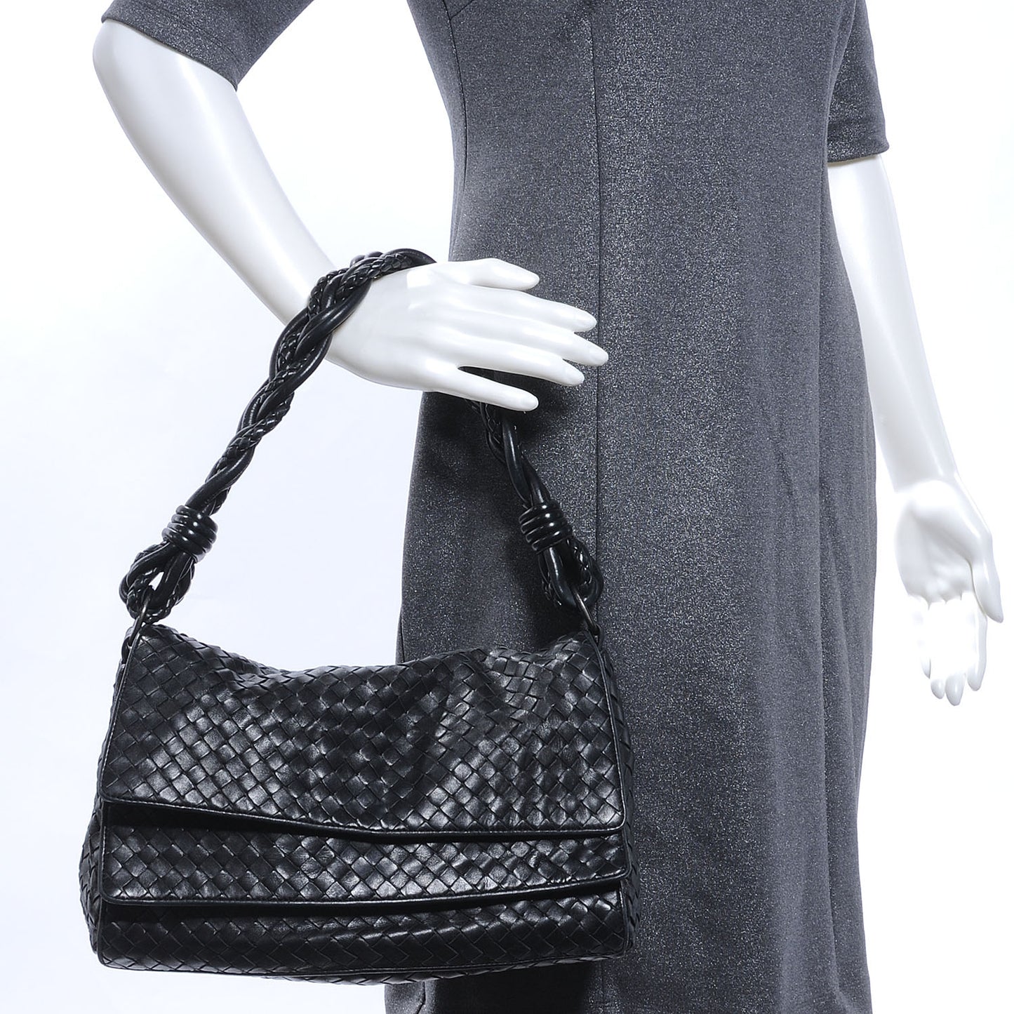 Nappa Intrecciato Flap Bag Nero