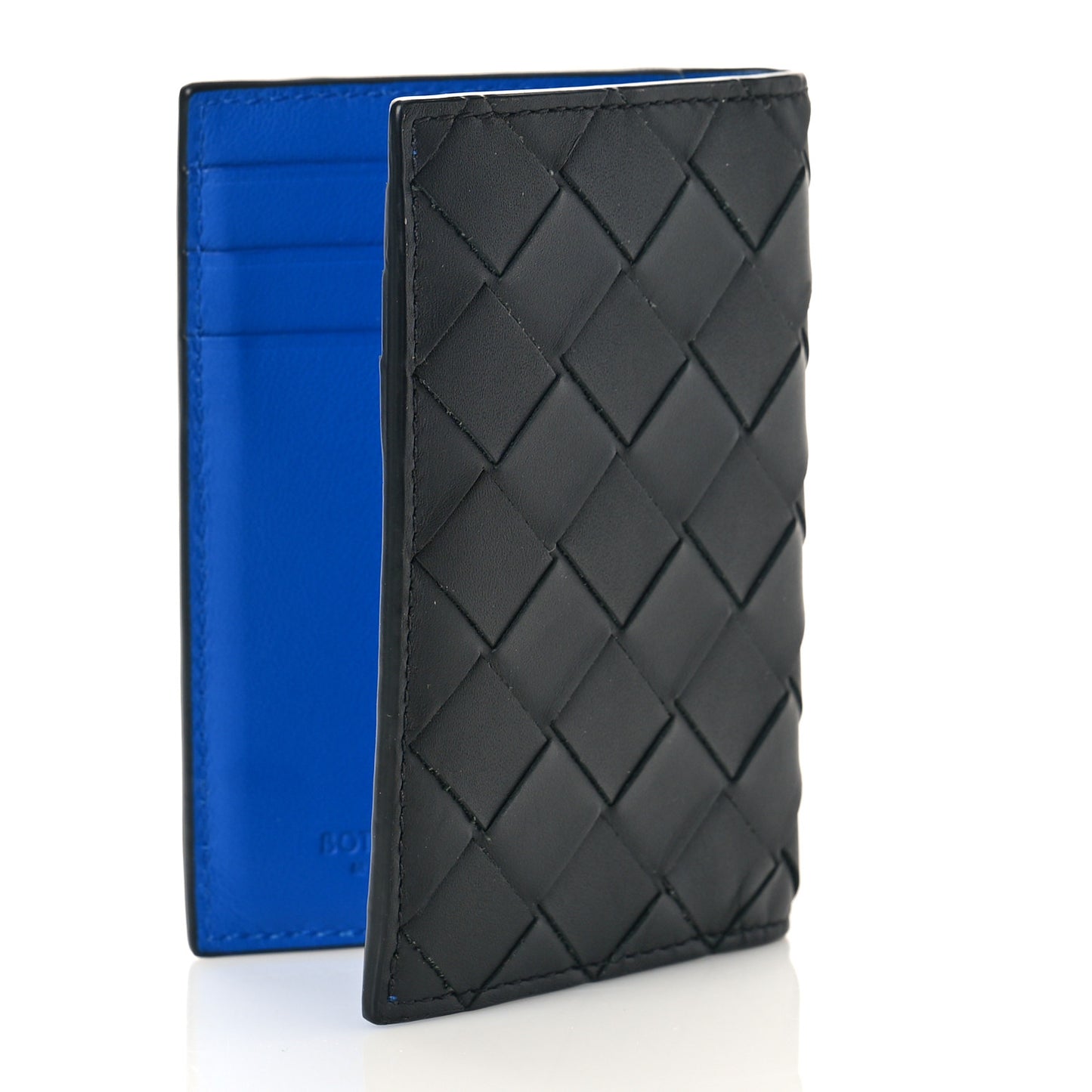 Nappa Maxi Intrecciato Bi-Fold Card Holder Black Electrique