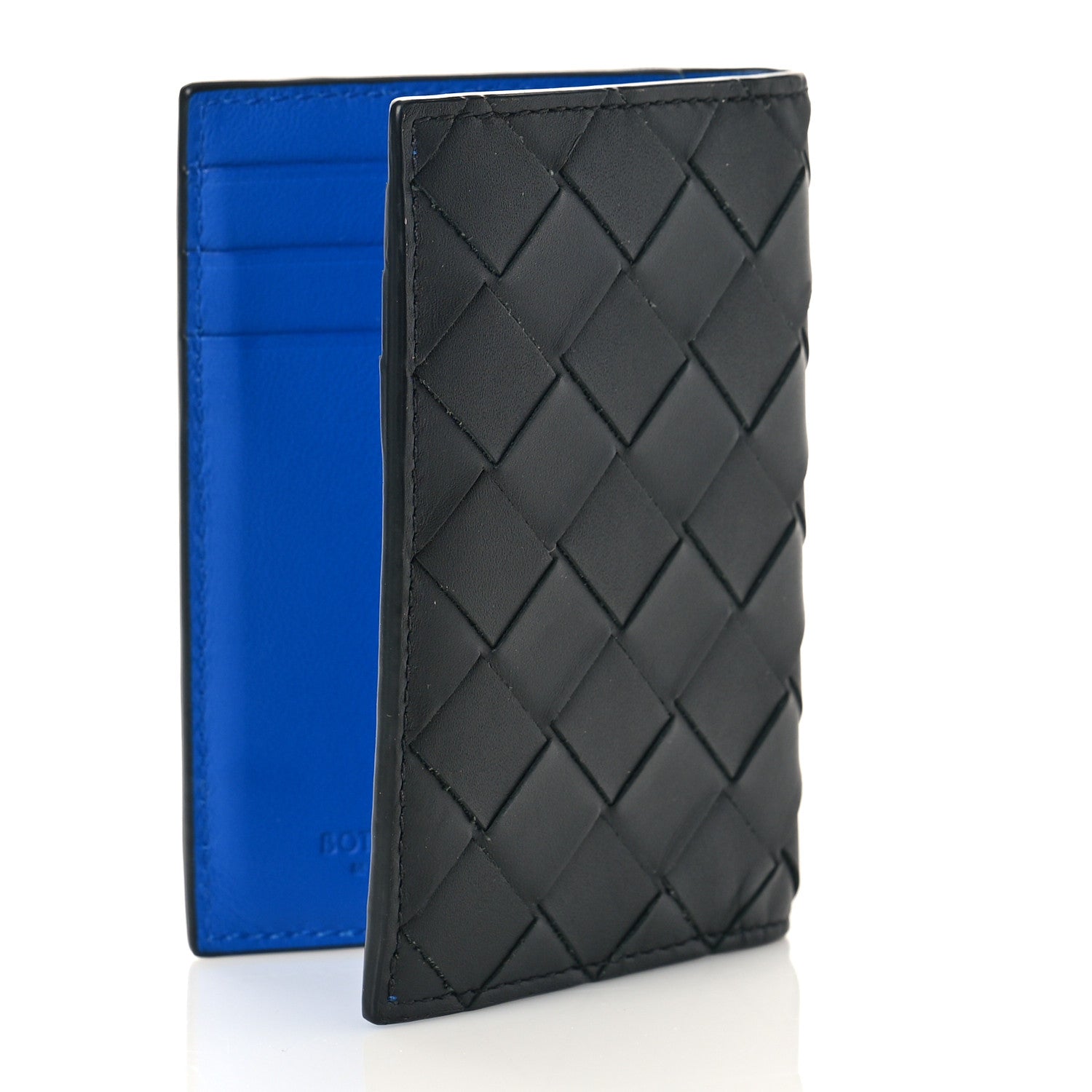 Bottega Veneta Nappa Maxi Intrecciato Bi-Fold Card Holder Black Electrique 3 of 9
