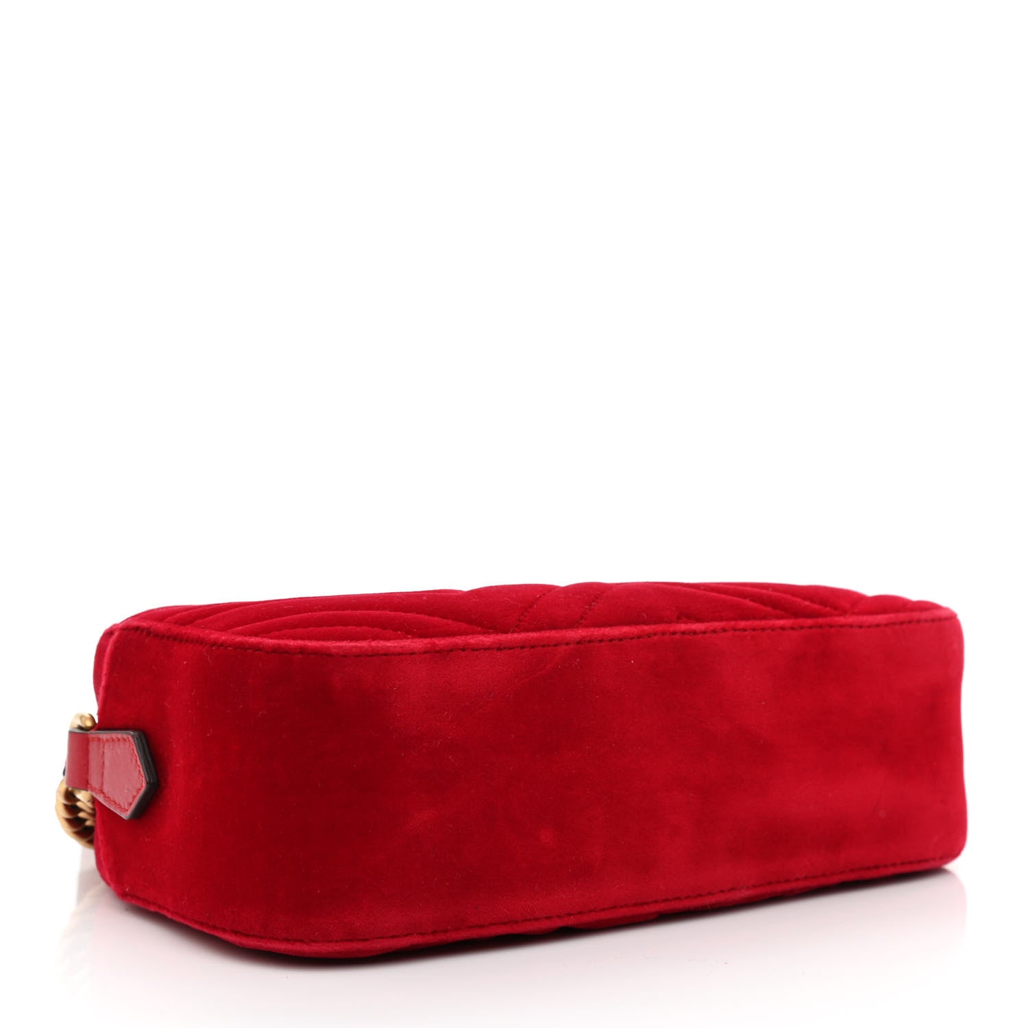 Gucci Velvet Matelasse Small GG Marmont Chain Shoulder Bag Hibiscus Red 4 of 10