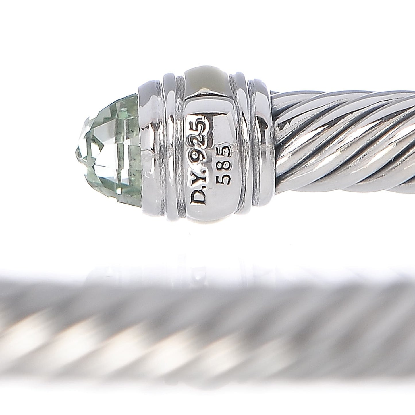 Sterling Silver 14K Yellow Gold Prasiolite 5mm Cable Classics Bracelet