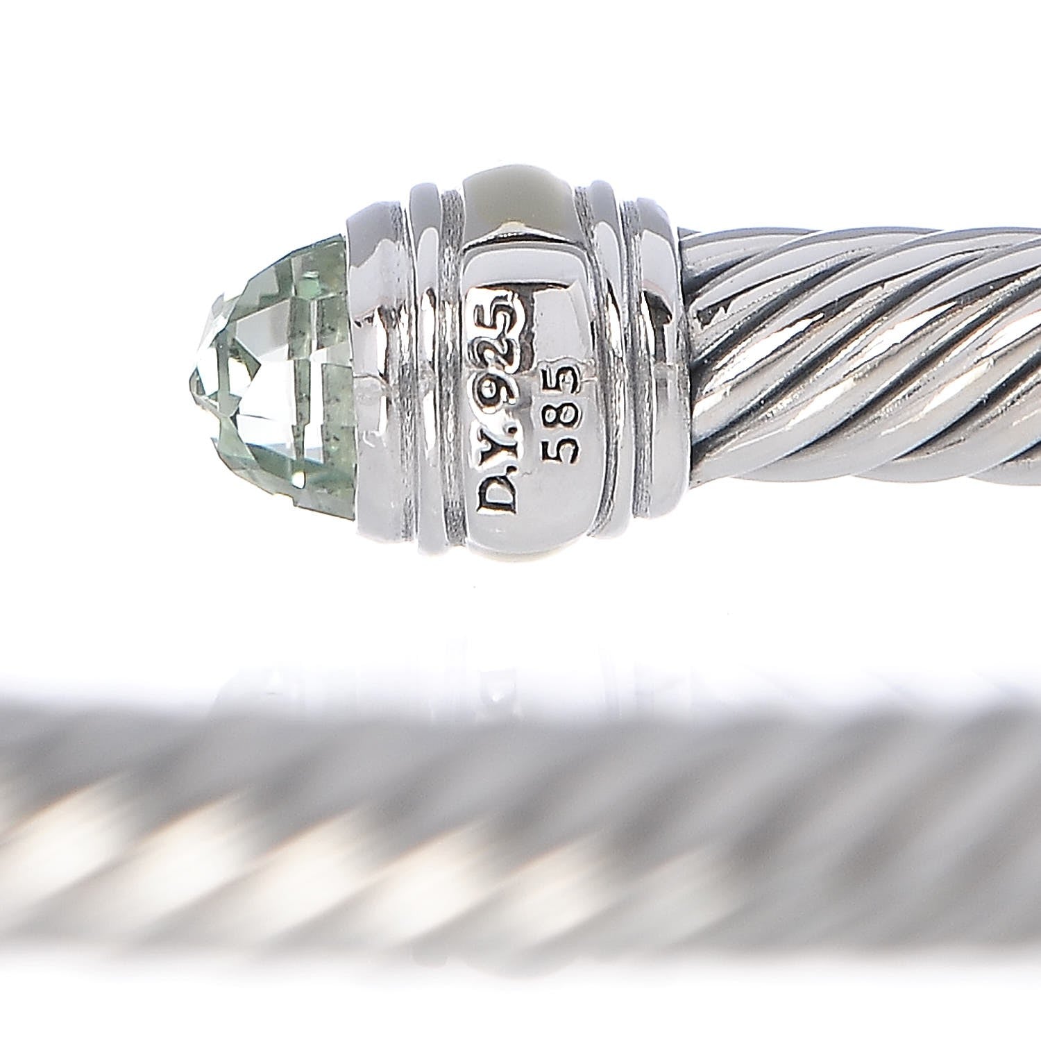 David Yurman Sterling Silver 14K Yellow Gold Prasiolite 5mm Cable Classics Bracelet 4 of 4