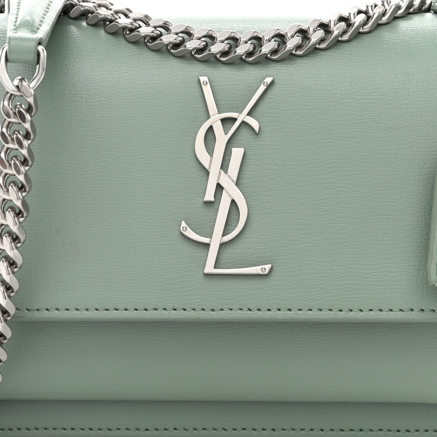 Saint Laurent Calfskin Small Monogram Sunset Vert Opaline 8 of 10