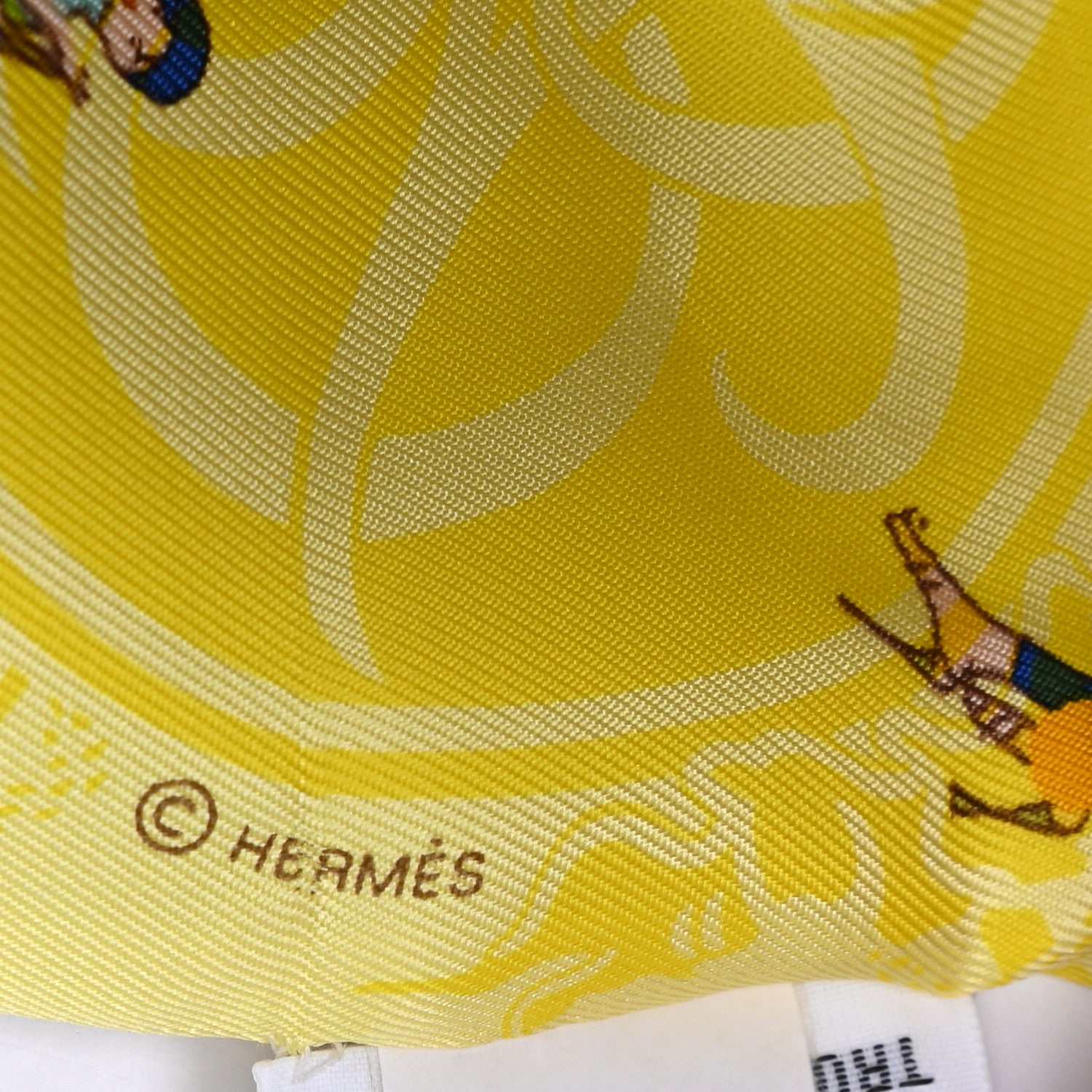 Hermes Silk Ex-Libris Les Parisie Twilly Jaune Soufre Gris 3 of 4