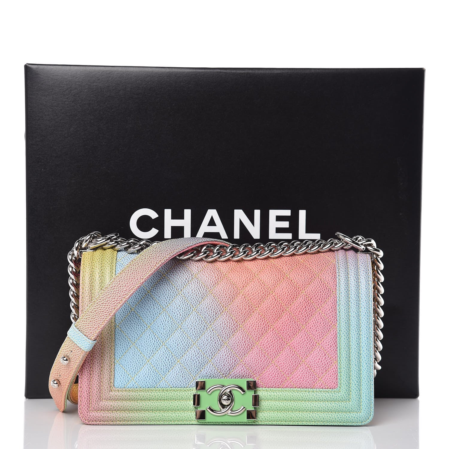 Chanel Caviar Quilted Medium Cuba Rainbow Boy Flap Multicolor 10 of 10