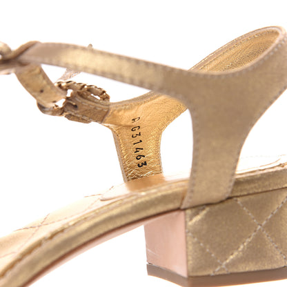 Chanel Metallic Lambskin Chain CC Logo Thong Sandals 37.5 Gold 8 of 9