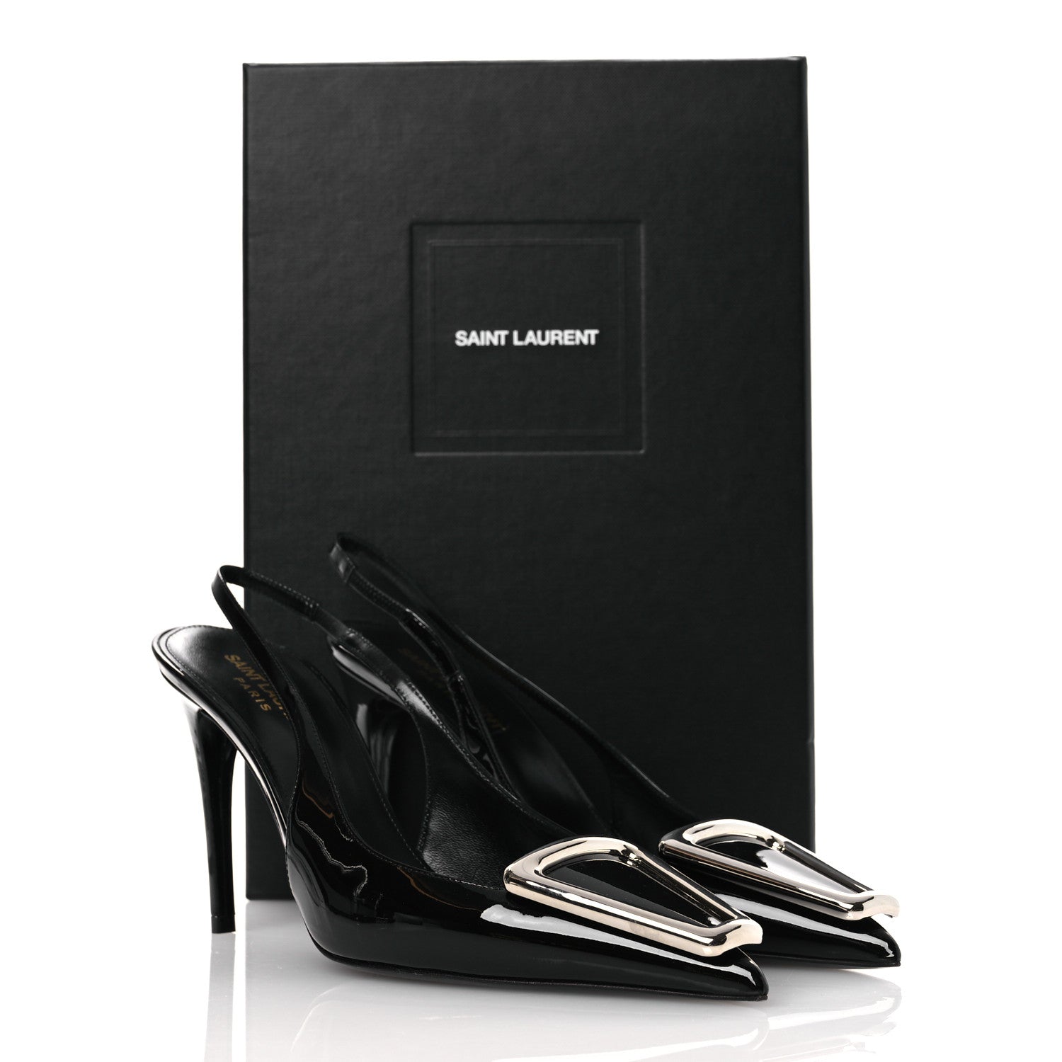 Saint Laurent Vernice Grupy Avenue 95 Slingback Pumps 38 Black 13 of 13