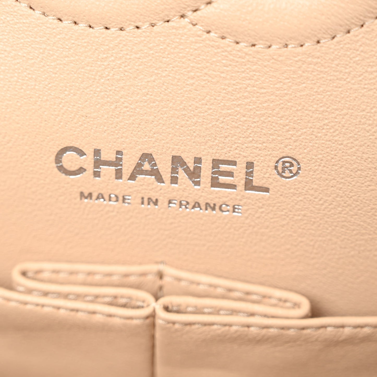 Caviar Quilted Medium Double Flap Beige