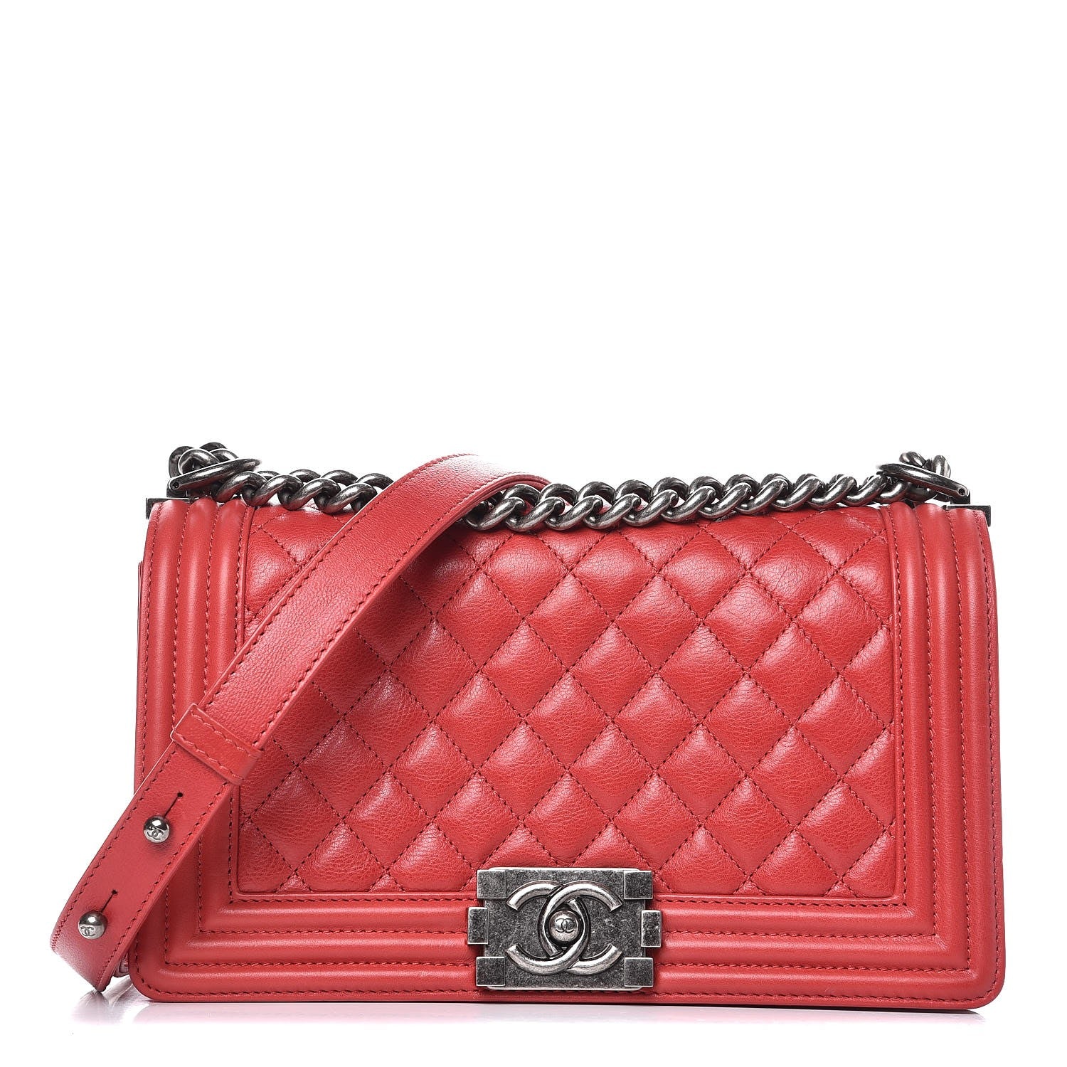 Chanel Calfskin Quilted Medium Boy Flap Red 1 of 9