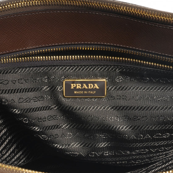 Saffiano Lux Large Double Zip Tote Cacao