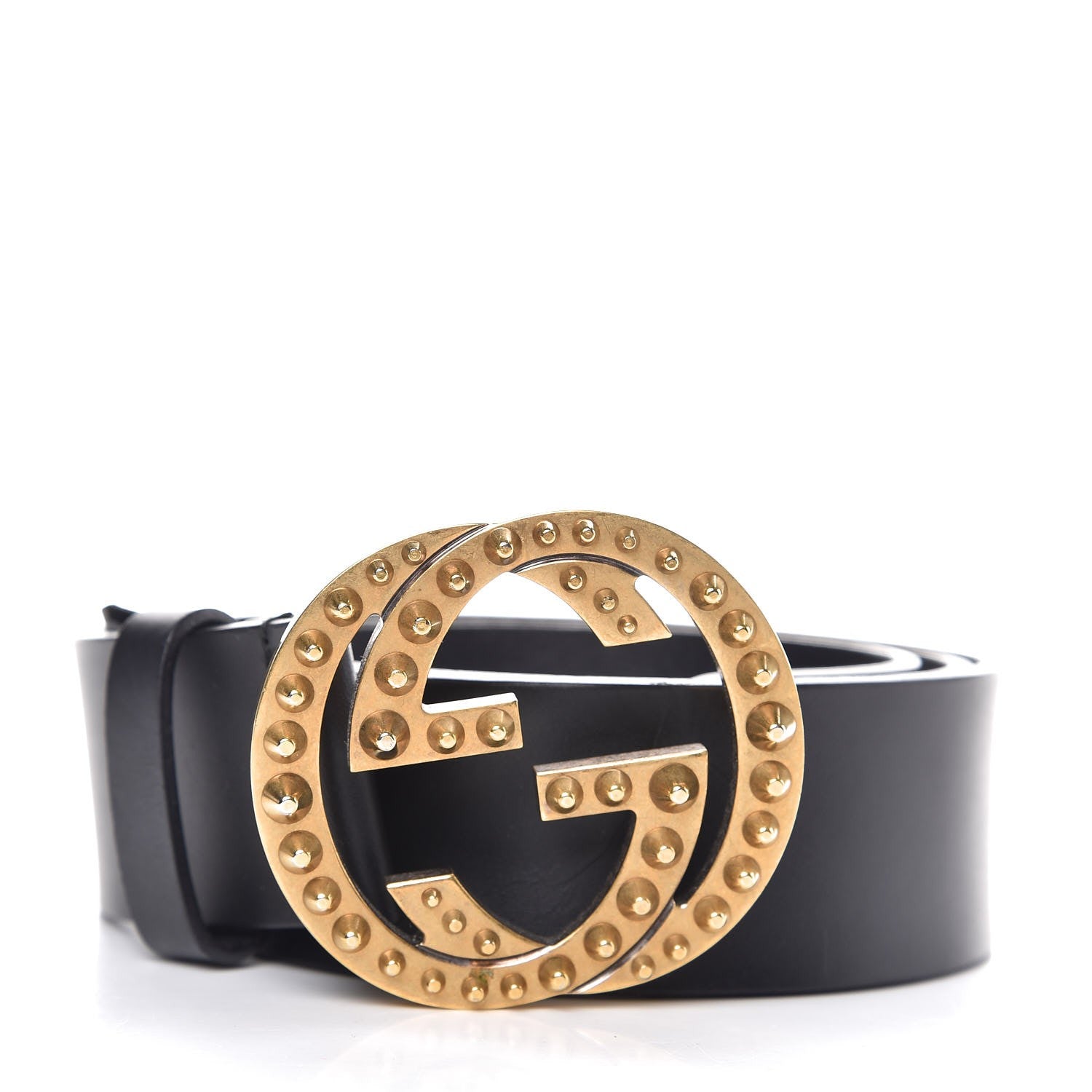 Gucci Calfskin Studded Interlocking G Belt 90 36 Black 1 of 6