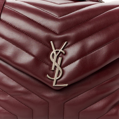 Saint Laurent Calfskin Y Quilted Monogram Medium Loulou Chain Satchel Rouge Legion 9 of 11