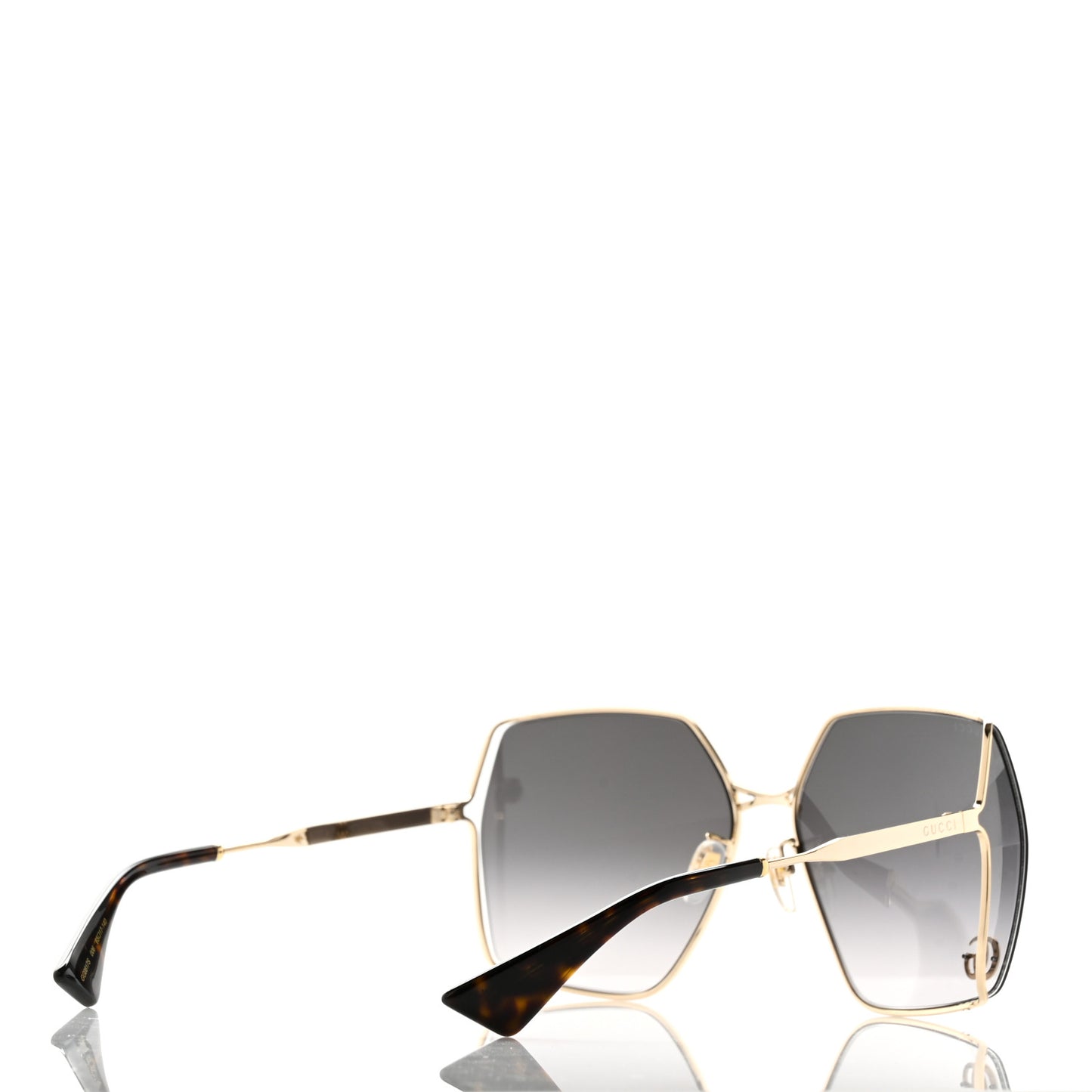 Metal Square Frame Sunglasses GG0817S Gold Grey