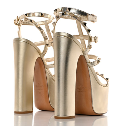 Valentino Garavani Metallic Nappa Rockstud 155 Platform Sandals 37 Platino 4 of 9