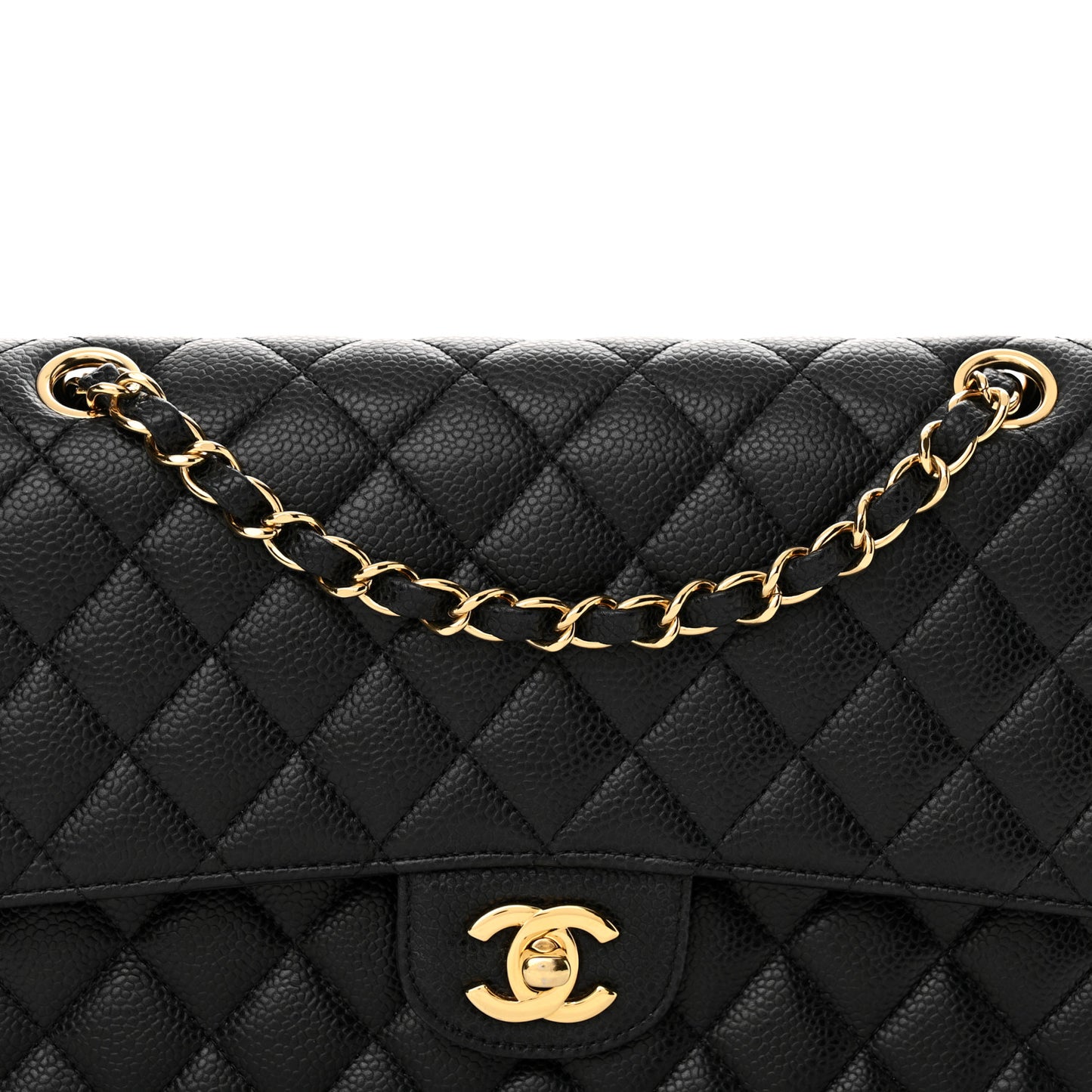 Caviar Quilted Medium Double Flap Black