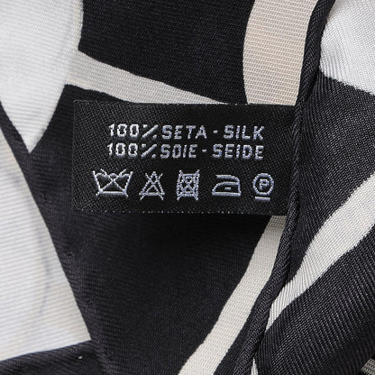Chanel Silk CC Logo Camellia Scarf White Black 4 of 5