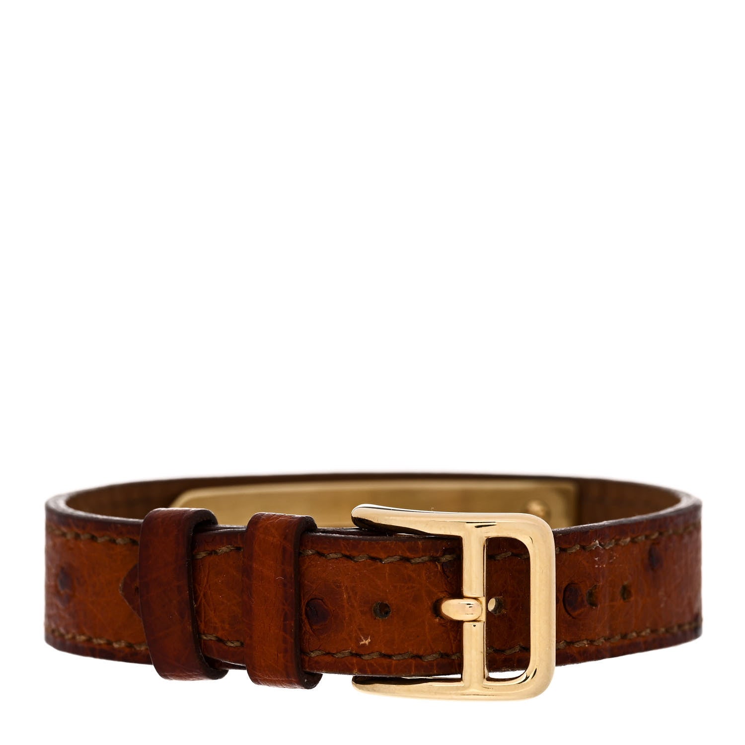 Hermes Stainless Steel Ostrich 20mm Kelly Cadena Quartz Watch Gold 2 of 7