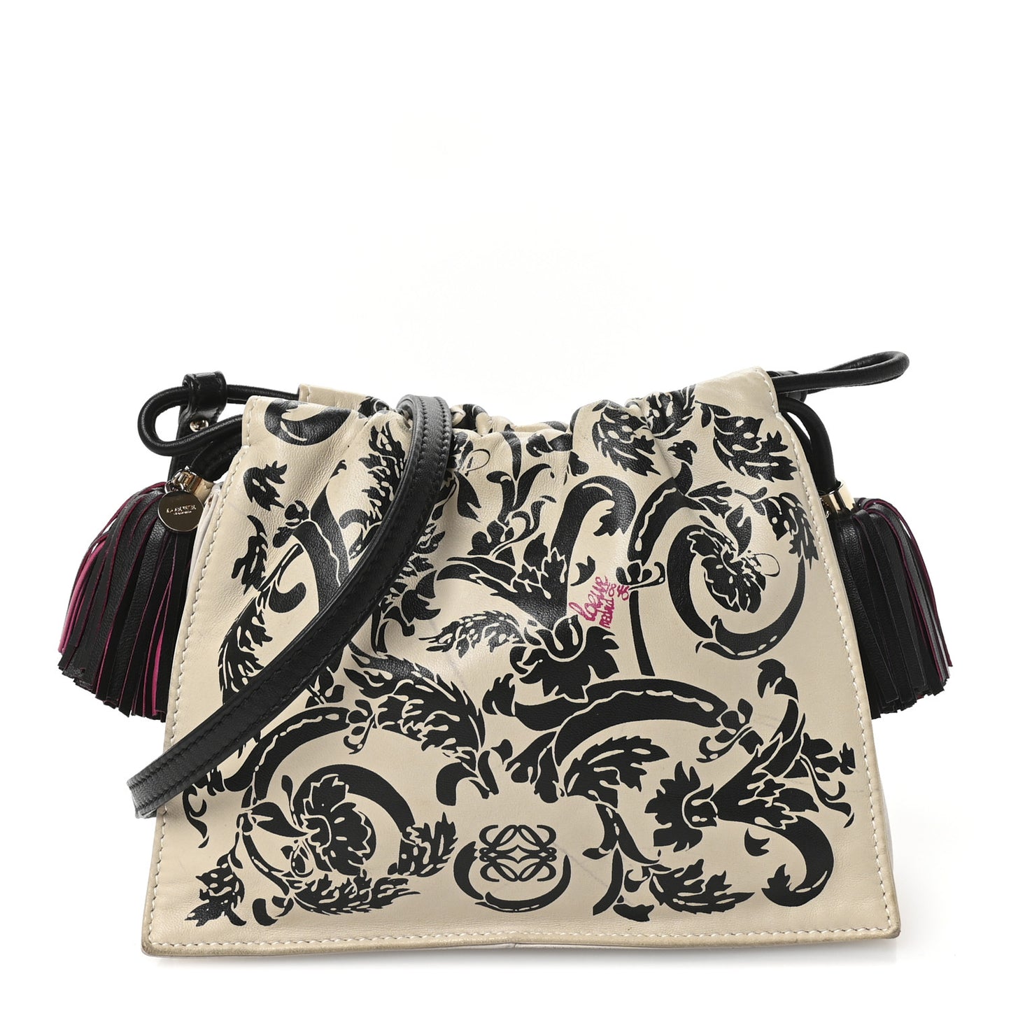 Calfskin Barroco Mini Flamenco Tassel Knot Clutch White Multicolor