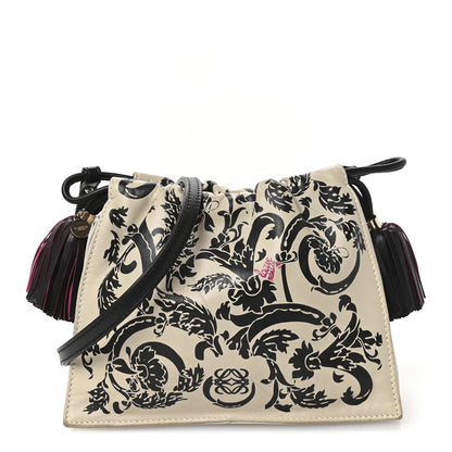 Loewe Calfskin Barroco Mini Flamenco Tassel Knot Clutch White Multicolor 1 of 10