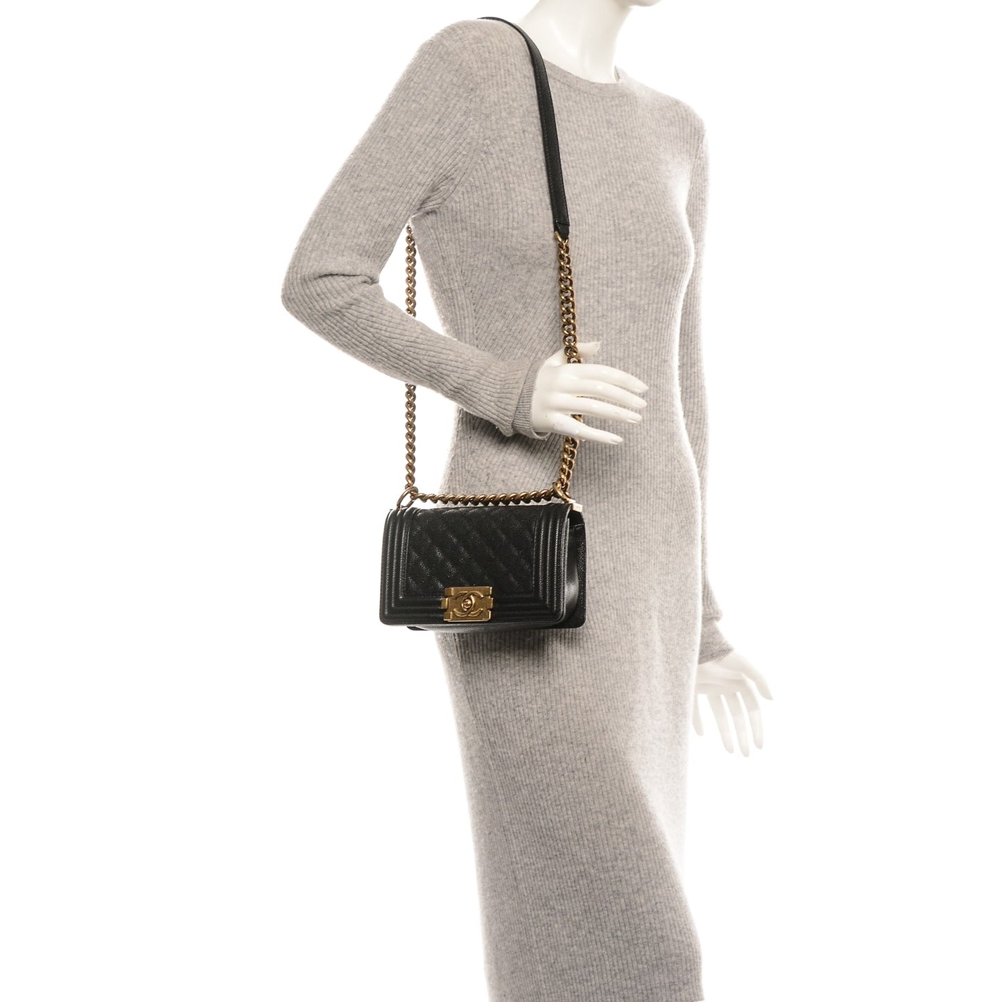 Caviar Quilted Small Boy Flap Black