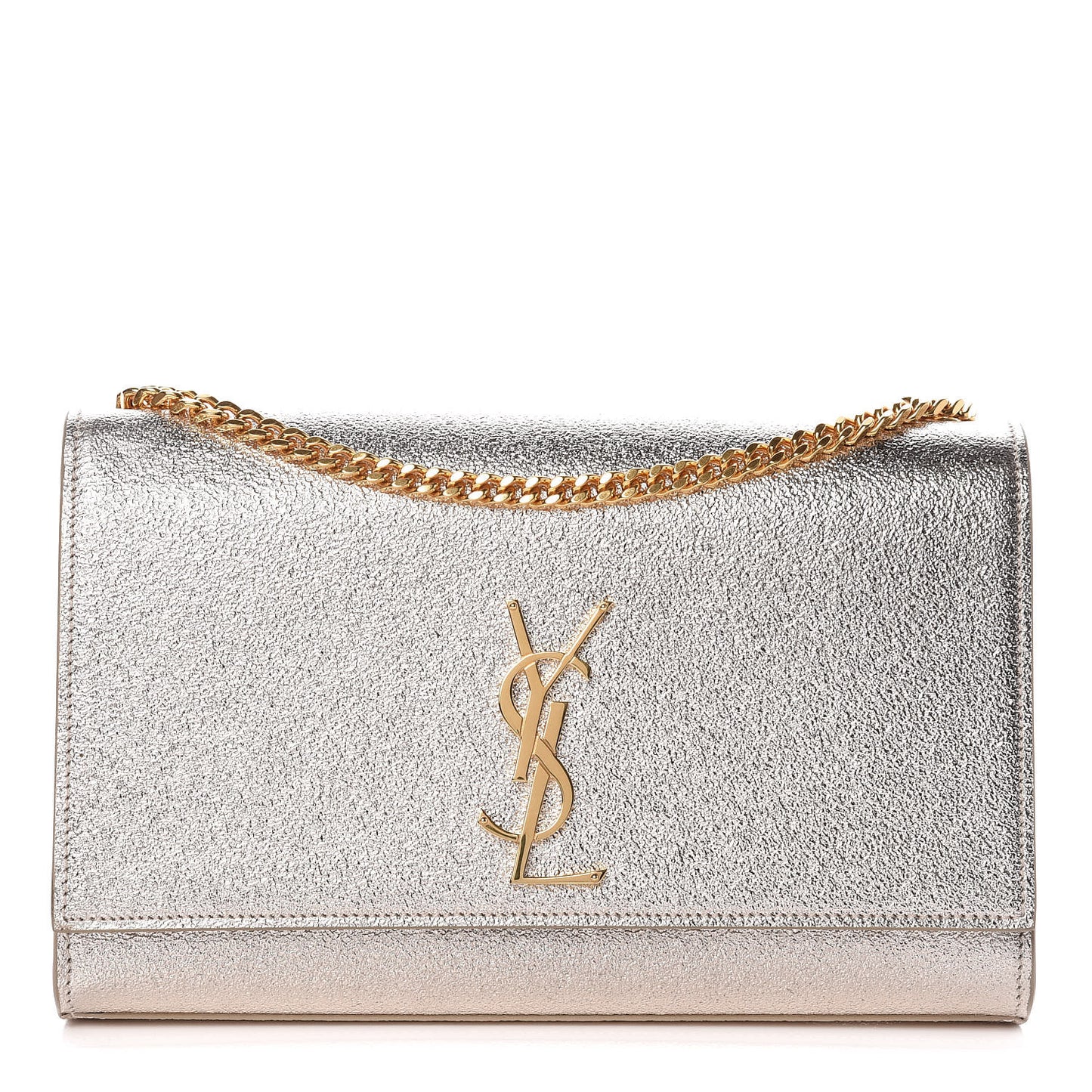Metallic Calfskin Medium Classic Monogram Kate Satchel Gold
