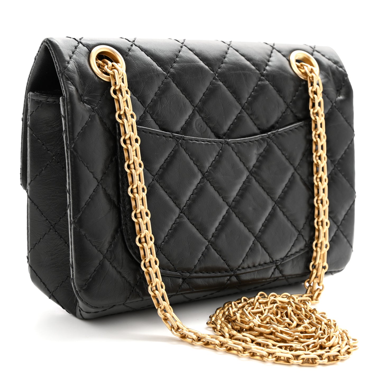 Aged Calfskin Quilted 2.55 Reissue Mini Flap Black