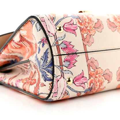 Salvatore Ferragamo Calfskin Fiori Print Margot Top Handle Satchel New White 7 of 8