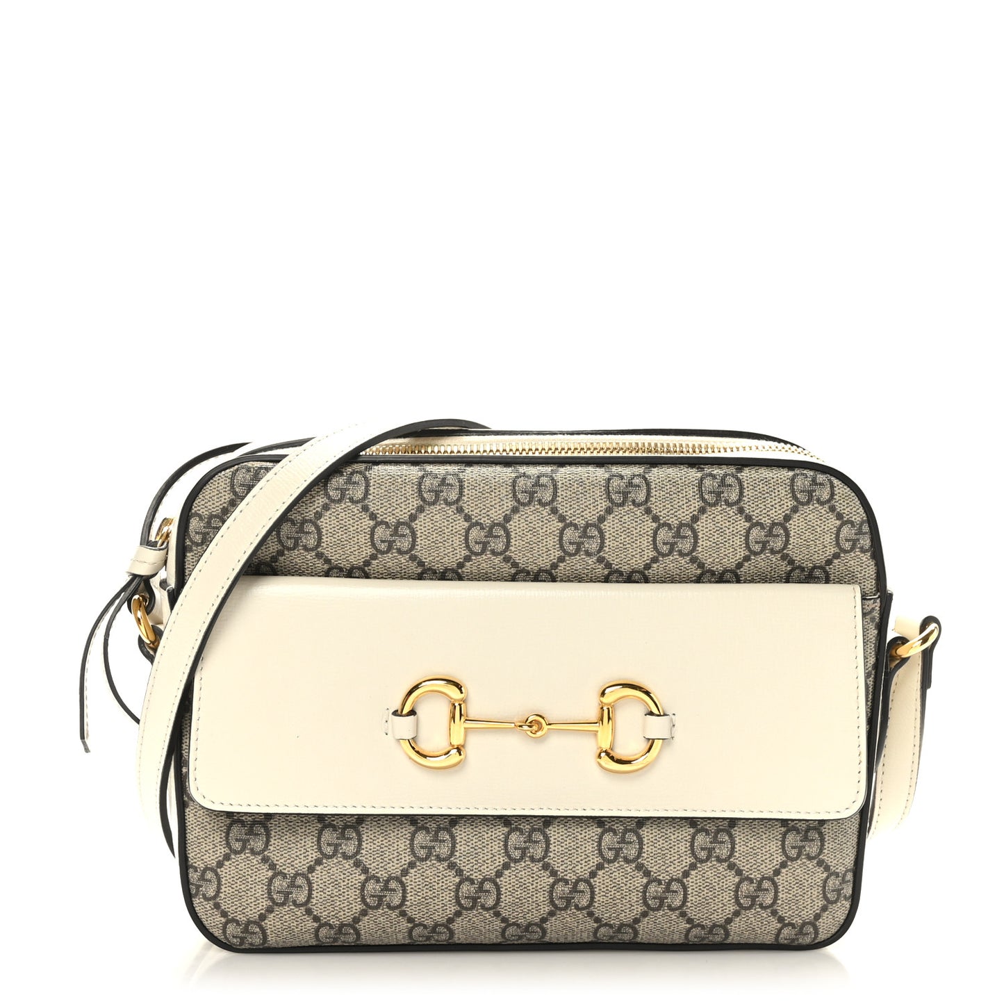 GG Supreme Monogram Small Horsebit 1955 Shoulder Bag Beige Mystic White