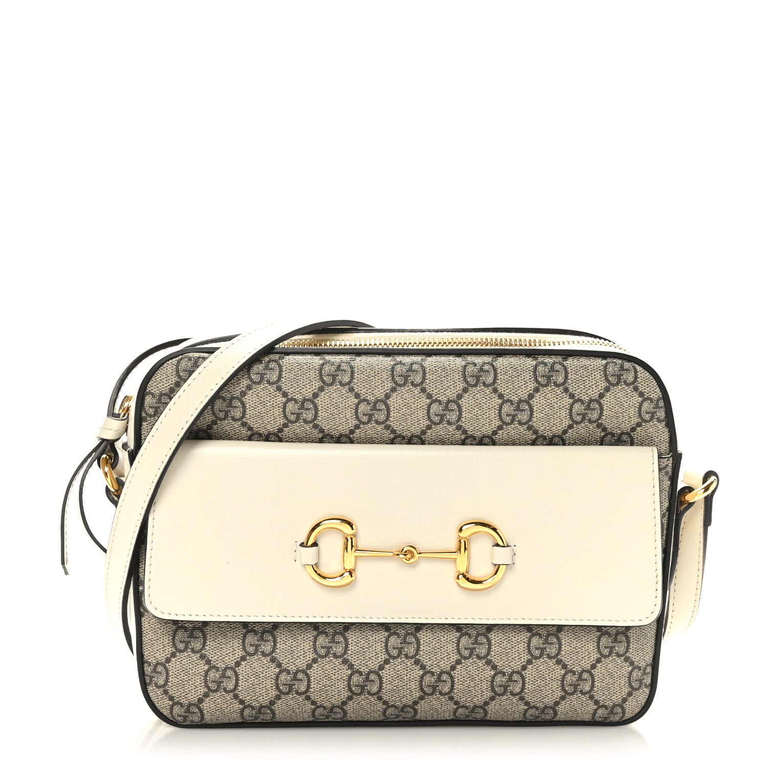 Gucci GG Supreme Monogram Small Horsebit 1955 Shoulder Bag Beige Mystic White 1 of 9