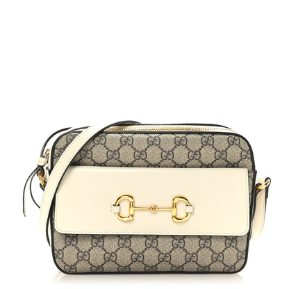 Gucci GG Supreme Monogram Small Horsebit 1955 Shoulder Bag Beige Mystic White 1 of 9