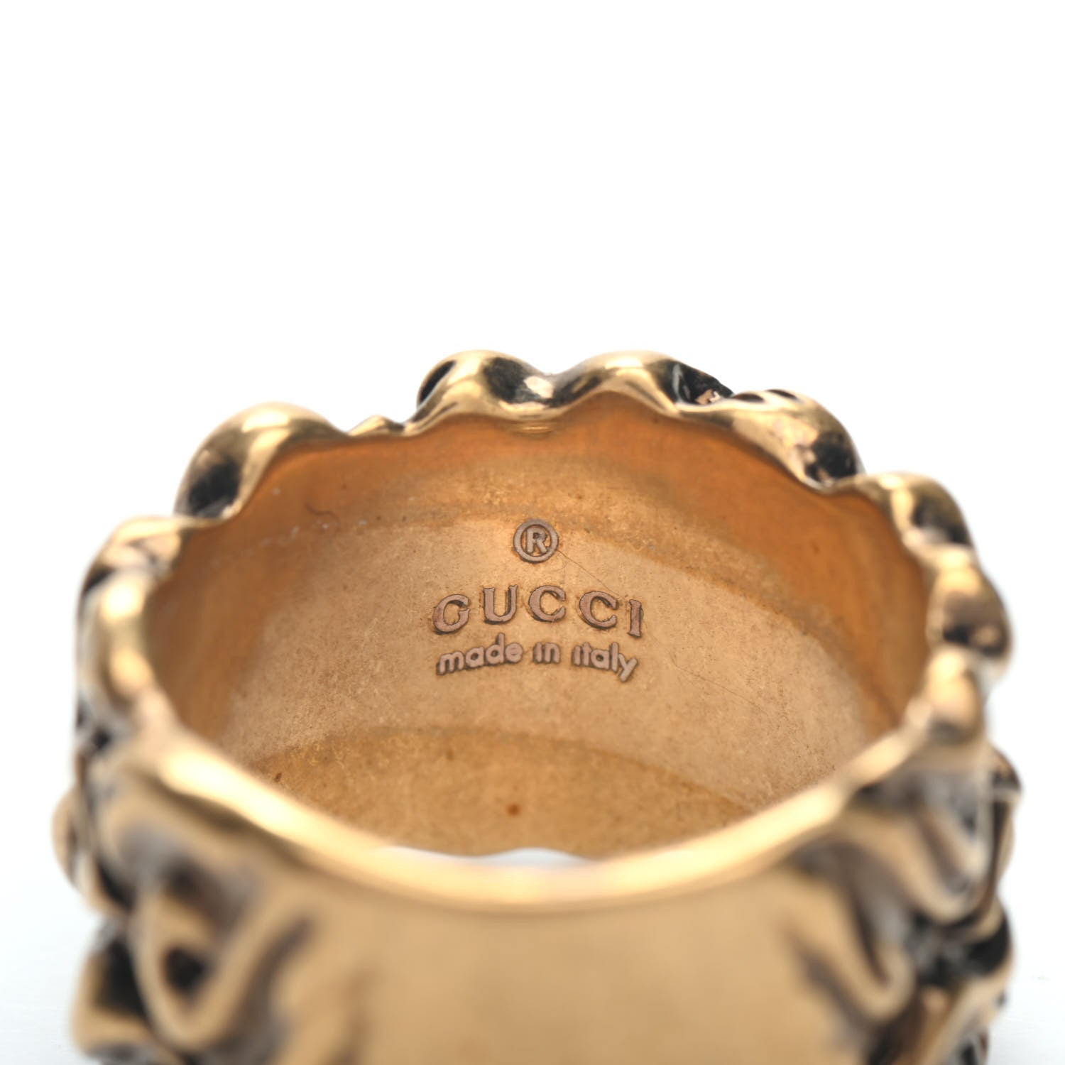 Gucci Metal Lion Mane Ring M Aged Gold 4 of 8