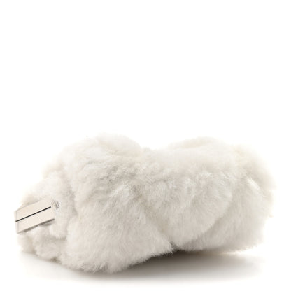 Chanel Shearling Sheepskin Lambskin Quilted Clutch With Chain White 4 of 11