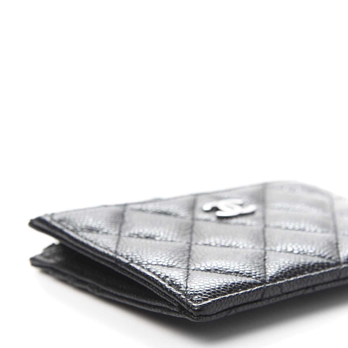 Caviar Quilted CC Zip Card Holder Black