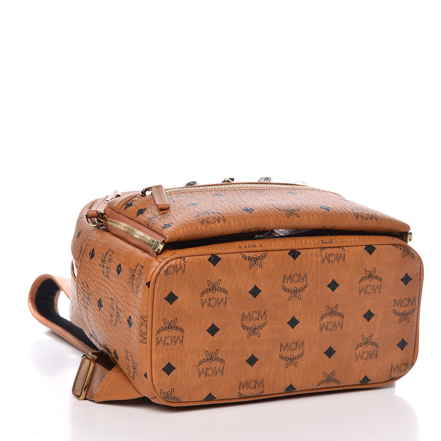 MCM Visetos Studded Small Dual Stark Backpack Cognac 5 of 12