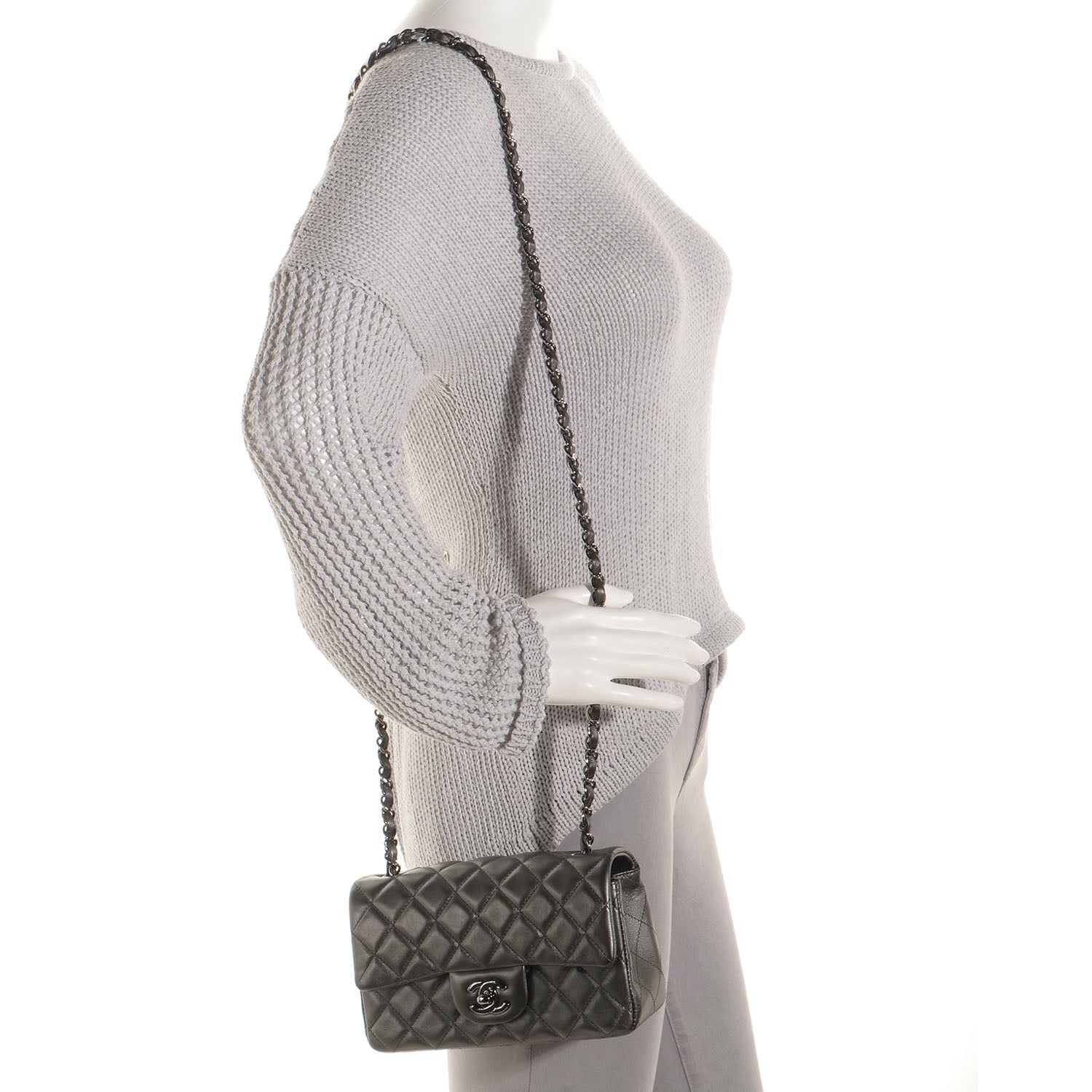 Chanel Lambskin Mini Rectangular Flap Anthracite 2 of 8