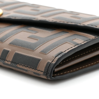 Fendi Vitello Soft F is Fendi Bi-Color FF 1974 Embossed Continental Envelope Wallet On Chain Maya Black 12 of 14