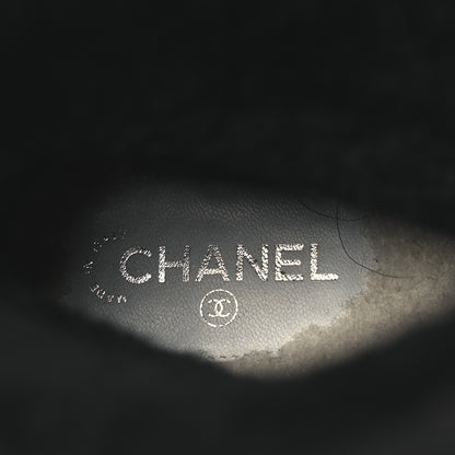 Chanel Kid Suede Shearling Womens Cap Toe Chain Short Boots 38 Black 9 of 13