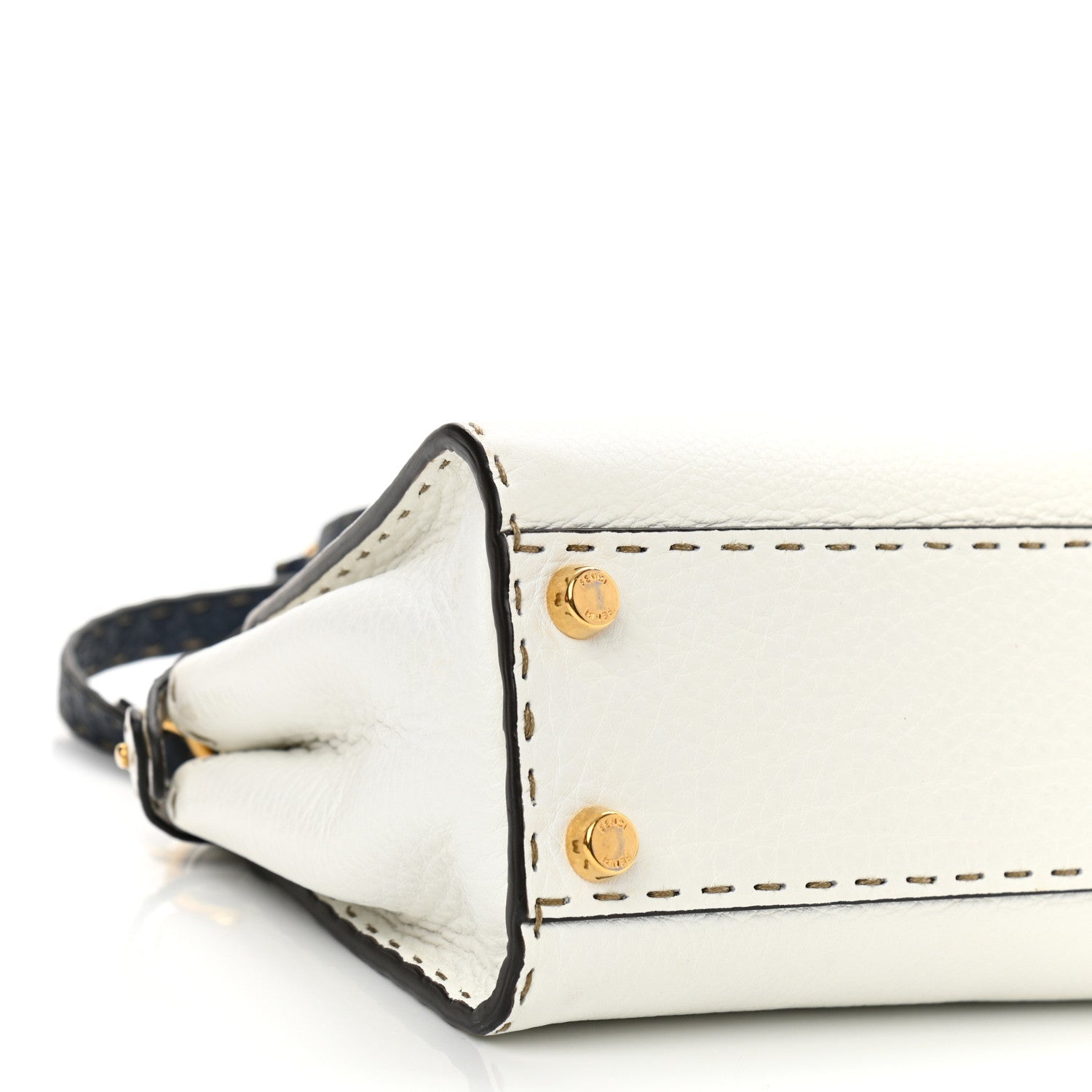 Fendi Cuoio Romano Selleria Tri-color Mini Peekaboo Iconic Satchel White Indaco Saddler 10 of 12