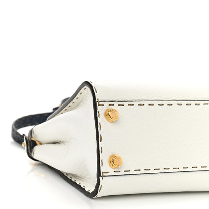 Fendi Cuoio Romano Selleria Tri-color Mini Peekaboo Iconic Satchel White Indaco Saddler 10 of 12