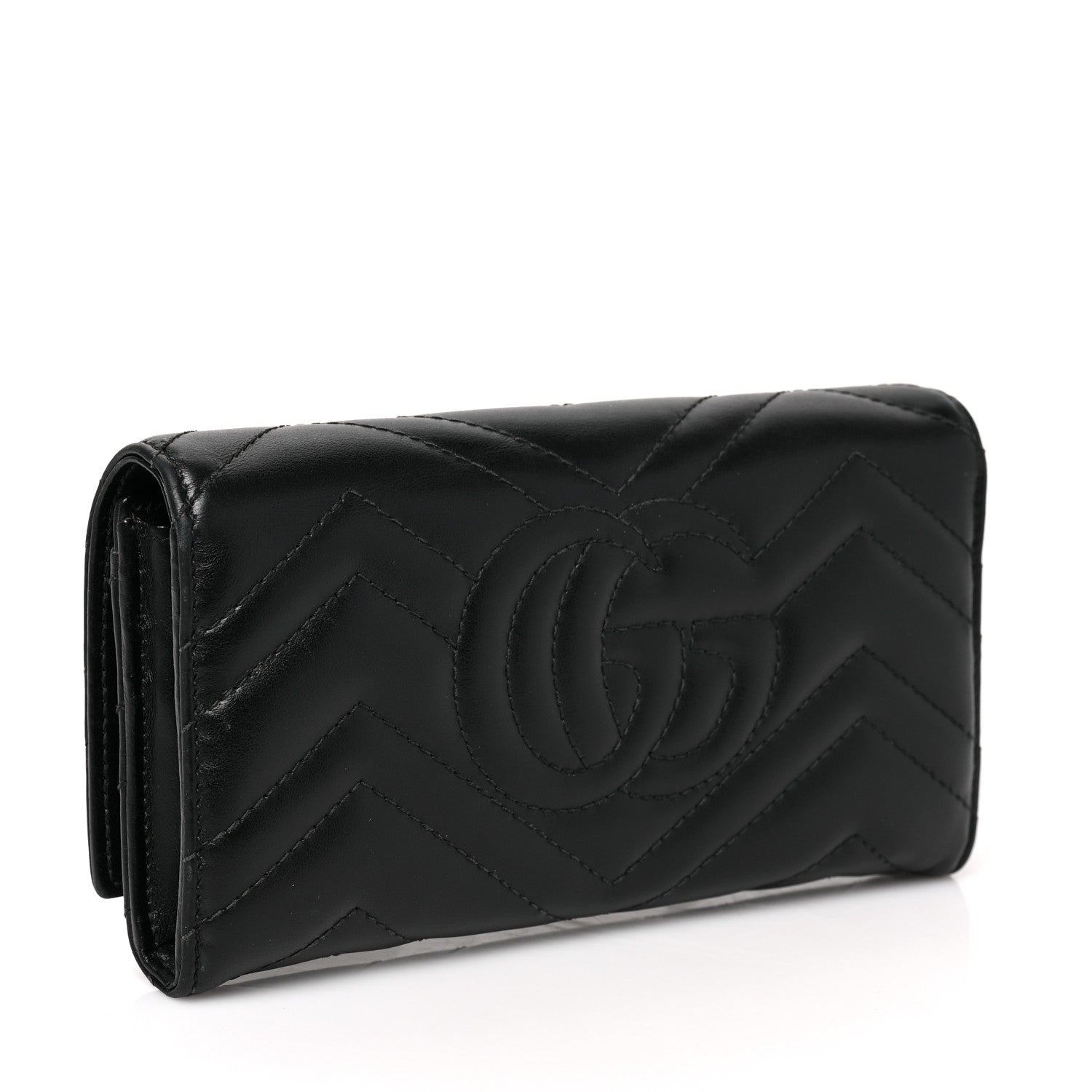 Gucci Calfskin Matelasse GG Marmont Continental Wallet Black 3 of 7