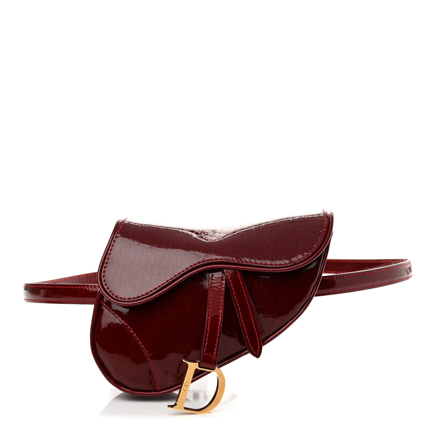 Patent Diorissimo Saddle Belt Bag Dark Red